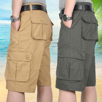 Shorts Bermuda Homme Multi-Poches en Coton Longueur Genou Taille Mi-Haute Style Décontracté Tissage Méthodique Grande Taille