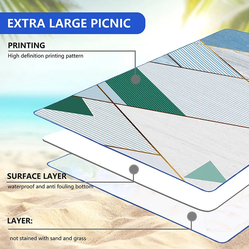 マットレスキャンプブランケットビーチアクセサリー防砂防水折りたたみ式カスタムプリントピクニックビーチマット子供用