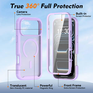 Coque de téléphone robuste 360° avec protection d'écran intégrée en PET, PC transparent et TPU pour iPhone 17 16 15 14 13 12 11 Pro Max - Product Image 4