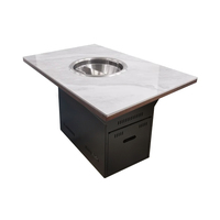 Gril de barbecue sans fumée personnalisé de 380mm et table de marmite table de roche à double saveur de grande capacité pour une utilisation au restaurant