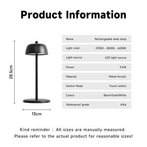 Lámpara de mesa de hongo de arte del hierro minimalista contemporáneo Control táctil alimentado por batería luz nocturna regulable inalámbrica para dormitorio - Product Image 5