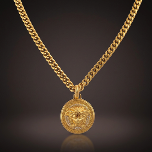 Collar con Colgante de Medusa en Oro de 18K, Cadena Figaro con Incrustaciones de Zirconia, Joyería Geométrica Moderna Unisex, Regalo para Fiestas - Product Image 2