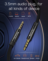 Câble audio auxiliaire Yesido YAU14&15&16 en nylon tressé de 1m, 2m, 3m, prise jack 3,5 mm vers 3,5 mm pour haut-parleurs et connexion musicale