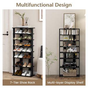 Zapatero Vertical <span class=keywords><strong>de</strong></span> <span class=keywords><strong>madera</strong></span> <span class=keywords><strong>de</strong></span> 8 niveles, diseño patentado <span class=keywords><strong>de</strong></span> esquina que ahorra espacio <span class=keywords><strong>para</strong></span> 7 pares, Zapatero <span class=keywords><strong>de</strong></span> entrada <span class=keywords><strong>de</strong></span> puerta delantera estrecha - Product Image 4