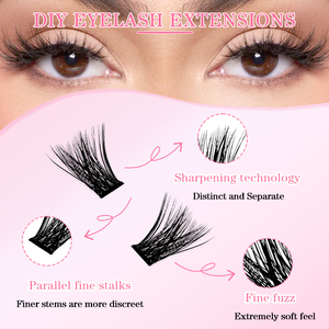 Pestañas Postizas de Pelo Sintético Coreano Hechas a Mano de Alta Calidad 80D, Libres de Crueldad Animal, 10 Filas, Bandejas Mixtas Individuales para DIY, Tipo <span class=keywords><strong>Envy</strong></span> Cluster Knot - Product Image 2