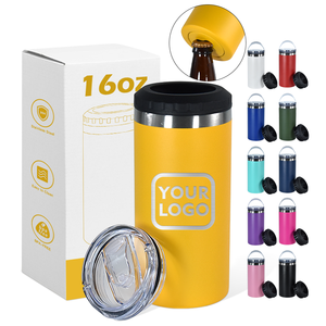 Pendingin berlapis bubuk <span class=keywords><strong>16oz</strong></span> 4 dalam 1 dengan pembuka bir <span class=keywords><strong>tumbler</strong></span> terisolasi vakum baja tahan karat dengan 2 tutup logo kustom - Product Image 6