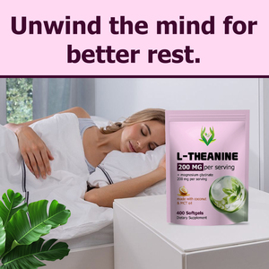 High Absorption Stress Relief Soft Capsules L-Theanine Softgels 200mg Magnesium <b>Supplement</b> Support Relaxation and Sleep - Product Image 6