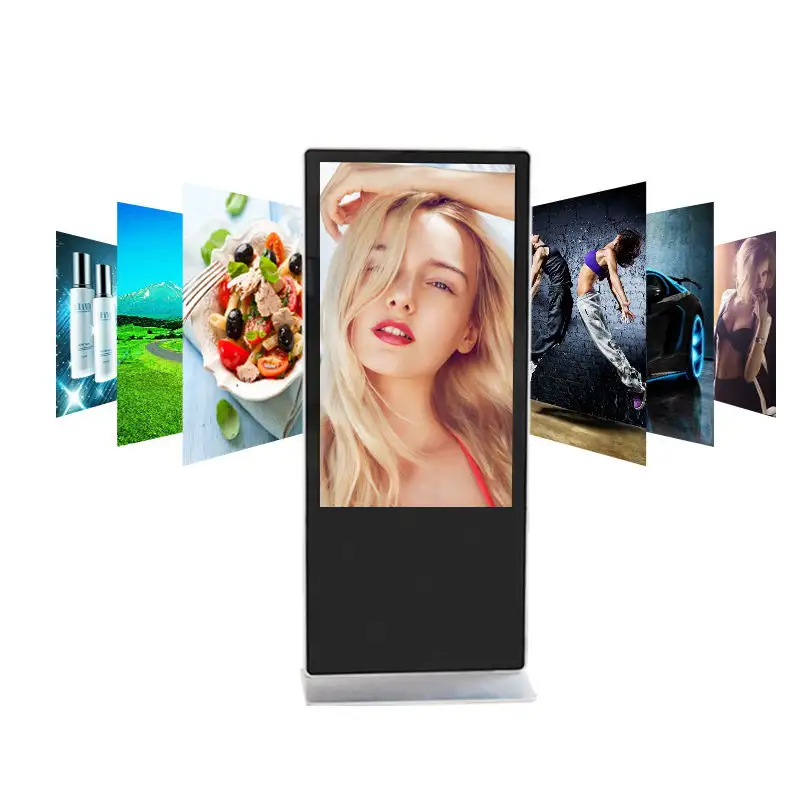 무료 스탠딩 네트워크 터치 스크린 LCD 디지털 표지판 광고 플레이어 마케팅 장비 토템 디스플레이