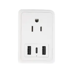 OSWELL Wireless Wall Charger US CA USB Extension Socket 3 Way Outlet 2 USB-A +1 Type C Power Strip surge protector Hot Sell