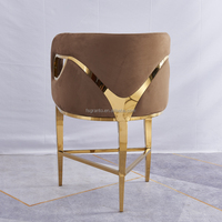 Chaise de bar haute en velours doré pour intérieur, idéale pour mariage, fête, salle à manger, comptoir, bistrot, en acier inoxydable