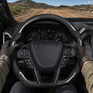 Volant en cuir blanc personnalisé avec fibre de carbone pour <span class=keywords><strong>Ford</strong></span> Focus <span class=keywords><strong>ST</strong></span> RS Fiesta 2014-2018 Performance Modifié - Product Image 2