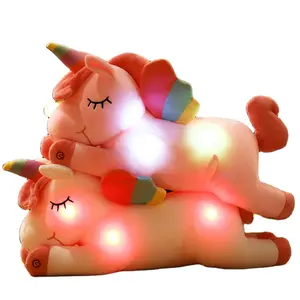 Mini unicornio de iluminación americano, juguete de peluche con luz para niños, venta al por mayor, 2022