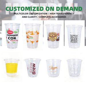 Gobelet à café glacé jetable en plastique PET transparent de 14 oz (98 mm) avec estampage doré et impression numérique pour café et boissons – Vente directe usine - Product Image 3