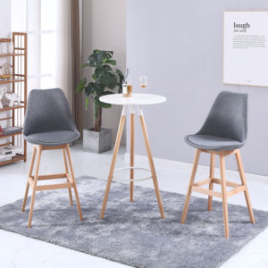 Tabourets de meubles commerciaux modernes avec chaise de bar haute en bois rembourrée à la main en acier inoxydable + tissu de velours Morden - Product Image 4