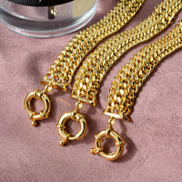 Bracelet chaîne cubaine à double fermoir en laiton électroplaqué sous vide, style hip-hop européen et américain, pour femme, par XF Jewelry