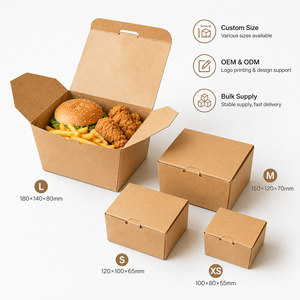 Factory Direct Eco-Friendly Waterproof Recyclable Food Grade Kraft Paper Takeaway Boxes UV Hot Stamping Custom Logo Options - Product Image 3
