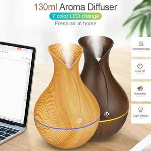Wholesale <b>Air</b> <b>Humidifier</b> Essential Oil Diffuser Quiet Mist Sprayer Car Purifier Aroma Humidificador Mini Wood for Bedroom 130ML - Product Image 5