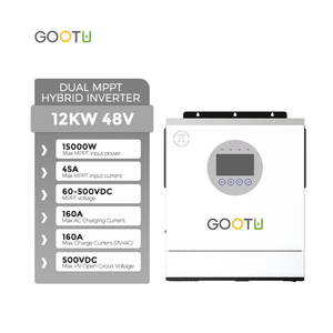 Biến tần sóng sin thuần 12000W Gootu 12Kw một pha, hoạt động cả lưới điện và ngoài lưới điện, 12Kva 48V, tích hợp hai bộ MPPT, biến tần năng lượng mặt trời lai - Product Image 2