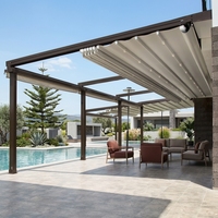 Pergola en aluminium avec toit rétractable en PVC, couverture de patio extérieure, vente en gros pour projets de construction