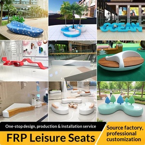 Chaise de loisirs en fibre de verre à effet bois et banc commercial personnalisable pour espaces extérieurs de bâtiments de bureaux, origine Guangdong - Product Image 2