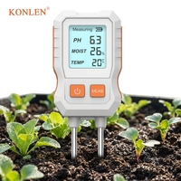 Testeur de sol numérique LCD 3-en-1 avec sonde en acier inoxydable pour pH, humidité et température, idéal pour les plantes, les jardins, les pelouses et l'agriculture
