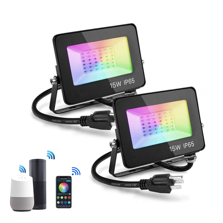IP65 Водонепроницаемый Светодиодный прожектор с изменением цвета RGBW Smart Tuya Wifi 15 Вт RGB
