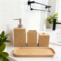 Ensemble d'accessoires de salle de bain pour la maison en polyrésine moderne et écologique, plateau carré avec distributeur de savon et boîte à coton