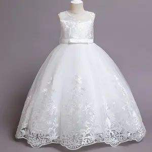 Yeni avrupa ve amerikan çocuk giyim düğün parti çocuk elbisesi 5 renk konak performans elbise çiçek kız elbise