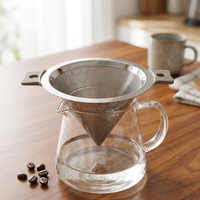 Filtre à café universel en acier inoxydable réutilisable, double couche, sans papier, pour toutes les tasses à café