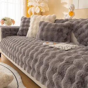 Funda de sofá antideslizante de felpa de conejo, personalizada, para sala de estar y oficina, nuevo diseño