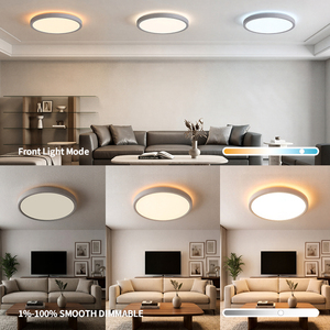 Modern Ultra-thin Round LED <b>Ceiling</b> <b>Light</b> Backlit Design 3CCT Dimmable with 2.4G <b>Remote</b> <b>Control</b> Flush Mount Lamp for Living Room - Product Image 6