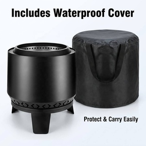 <b>Smokeless</b> Fire Pit Outdoor Wood Burning Double-Wall Steel Portable Bonfire Pit with Poker & Cover for Patio Camping Backyard - Product Image 4