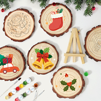 Collection de tranches de bois pour loisirs créatifs de Noël pour débutants, avec gabarits de croquis pré-imprimés, supports vierges pour décorations de table, pour la peinture manuelle