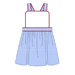 <span class=keywords><strong>Robe</strong></span> <span class=keywords><strong>d</strong></span>'<span class=keywords><strong>été</strong></span> personnalisée pour petites filles, motif écossais bleu avec bordure rouge, en coton tissé, tenue de soleil assortie pour sœurs - Product Image 4