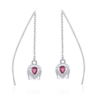 SCE504 Beste schmuck Indischen stil rot edelstein mit sterling silber kette ohrringe tulpe blume geformt zirkon cz stein