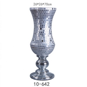 Vases à fleurs en mosaïque de verre miroir faits à la main, décoration de table - Product Image 1