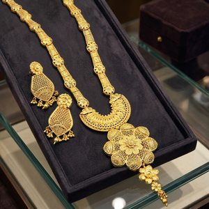 Wholesale Brass 14K 18K 24K Micro Gold Plated <b>Long</b> <b>Necklaces</b> & Earrings Set Traditional Flower Design Women's Wedding Jewelry - Product Image 5