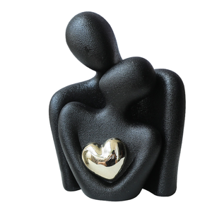 Estatua Moderna de Cerámica Art <span class=keywords><strong>Deco</strong></span>, Linda Figura de Pareja en Blanco y Negro, Escultura Decorativa para Soporte de TV, Regalo para el Hogar, Dormitorio o Fiesta - Product Image 2