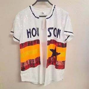 Tùy Chỉnh Hot Bán <span class=keywords><strong>Houston</strong></span> Phong Cách Đảng Dresses Sequin Texas Thời Trang Ăn Mặc Giản Dị Phụ Nữ Sequins Dài T Áo Sơ Mi Sequin Bóng Chày Áo Sơ Mi - Product Image 3