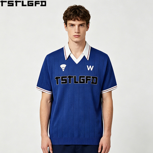 Polo en tricot sportif personnalisé pour hommes, bleu royal, blanc, col rayé bordeaux, fabricants de polos pour hommes, vente en gros - Product Image 4