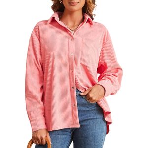 Custom Womens Corduroy Shirt Long Sleeve Button <b>Down</b> Boyfriend Style Everyday Wear - Product Image 1