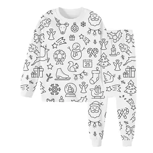 Großhandel Unisex Baumwoll-Pjama-Set Alter 3-8 lustige individuelle DIY-Kinderfarbpyjamas mit Cartoon-Druck für Mädchen und Jungen