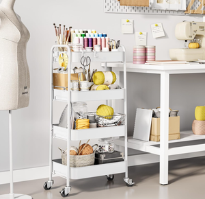 Estantes de Plástico Multifuncionales, Carrito de Almacenamiento Móvil con Ruedas Bloqueables para Baño, Lavandería y Sala de Estar - Product Image 6