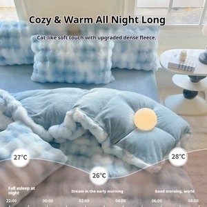 2025 Fall New Quality Wool Filling Rabbit-Like Plush Four-Piece Set High Grammage Double-Sided <strong>Fleece</strong> Warm Bed Sheet <strong>Duvet</strong> <strong>Cover</strong> - Product Image 4