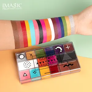 IMAGIC Diy Pro Rainbow Body Paint Makeup Painting Pigment Palette Multicolor Series Body Art for Halloween Face Paint Abstract