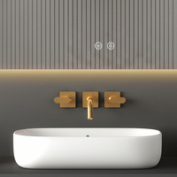 Espejo de Baño LED Rectangular Moderno y Elegante con Luz Superior e Inferior, Control Táctil, Montado en la Pared, Antivaho
