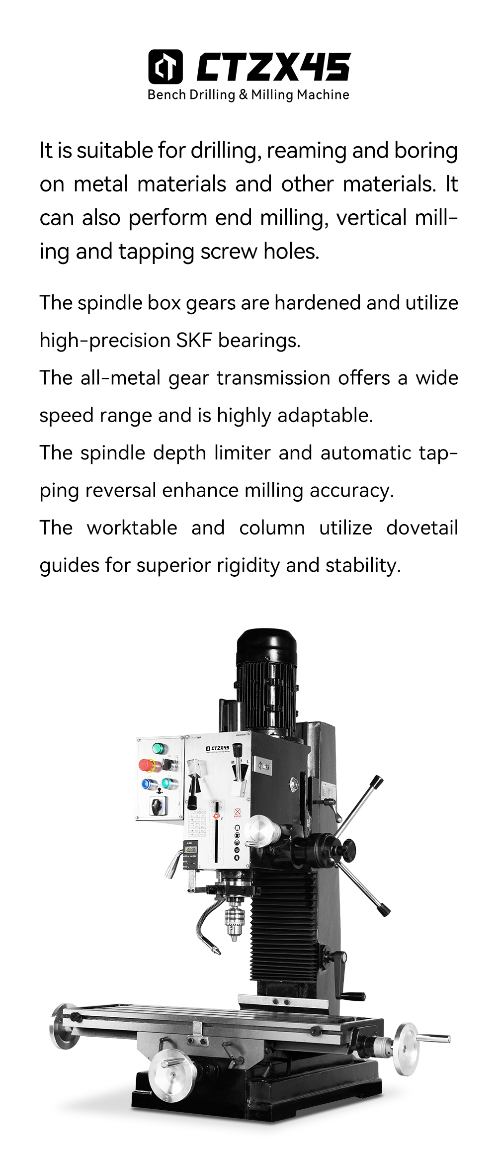 CTZX45 Mini Drilling Milling Tapping Machine - Precision & Versatility