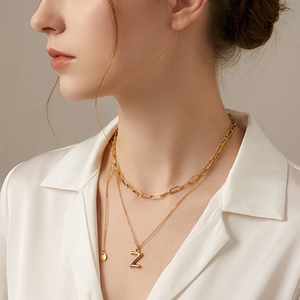 Collares de Gargantilla de Varias Capas con Colgantes de Letras para Mujer, de Acero Inoxidable, Joyería de Diseño Personalizada - Product Image 2