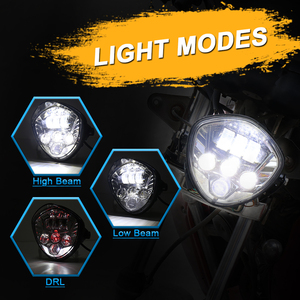 Faro Delantero para Motocicleta OVOVS de 7 Pulgadas con Soporte de Abrazadera, Fondo Rojo, Luz DRL Blanca, Luz Alta/Baja para Motocicleta Honda Yamaha Triumph - Product Image 2