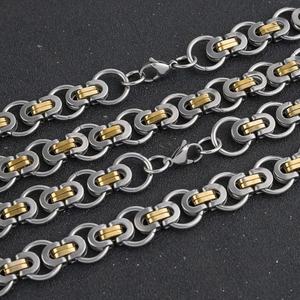 Nuevo Diseño, Cadena Bizantina de Acero Inoxidable Chapada en Oro de Dos Tonos para Hombre, Pulsera Punk, Collar, Joyería - Product Image 3